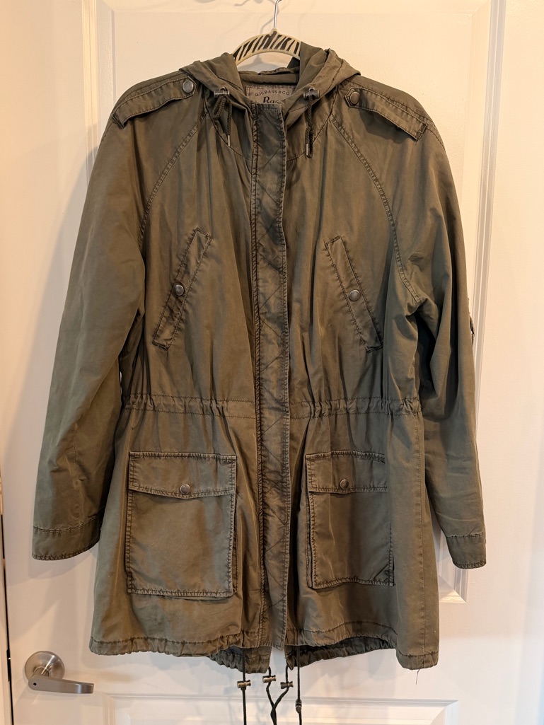 100% Cotton Olive Green Women's Anorak Jacket With Hood
